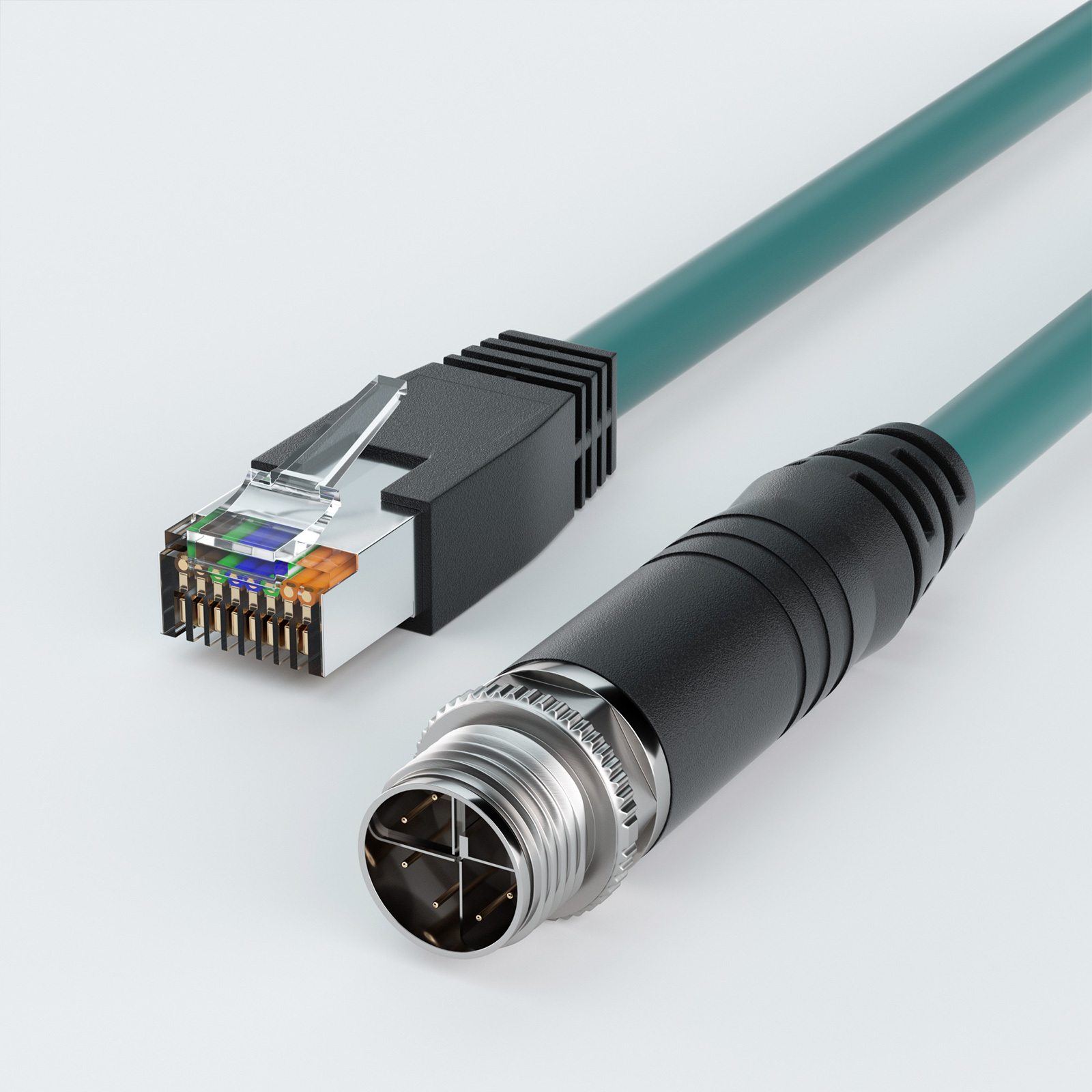 M12 X-Coded 8 Pin Male to RJ45 GigE vision Cat5E High Flex Ethernet Cable | For Machine Vision-OKLAB