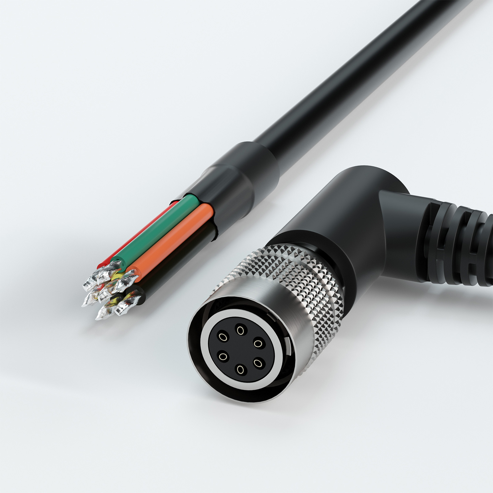 Hirose 6 Pin Female Right Angle-1 to Open I/O Power High Flex Cable | For Machine Vision-OKLAB