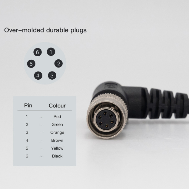 Hirose 6 Pin Female Right Angle-4 to Open I/O Power High Flex Cable | For Machine Vision-OKLAB