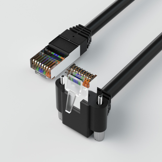 GigE vision Cat5E High Flex Ethernet Down Angle Horizontal Screws Cable | For Machine Vision-OKLAB