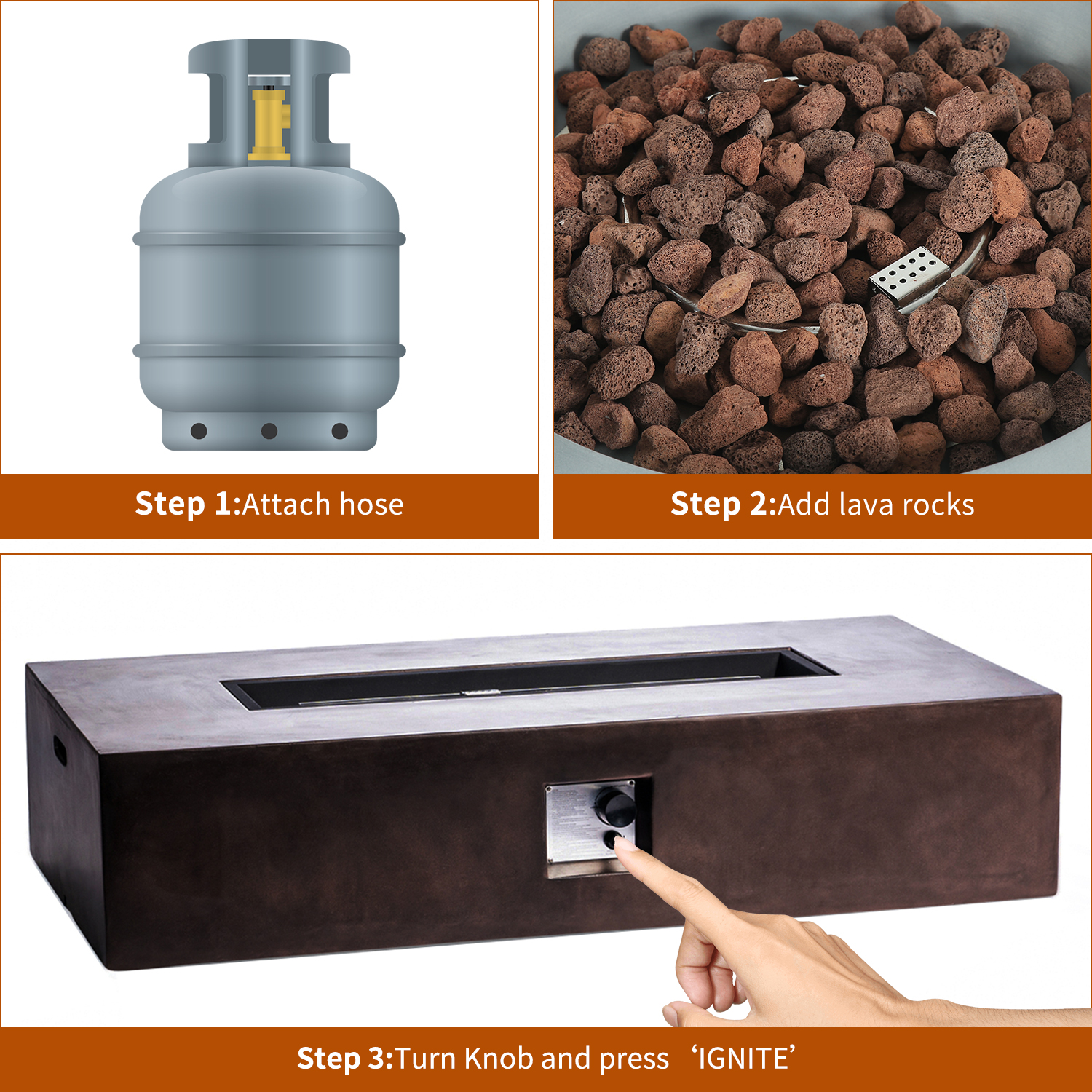 Latitude Concrete Propane Outdoor Fire Pit Table