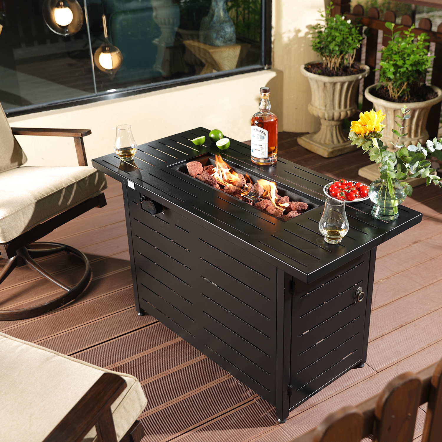 In-stock Powder coated Steel Fire Table