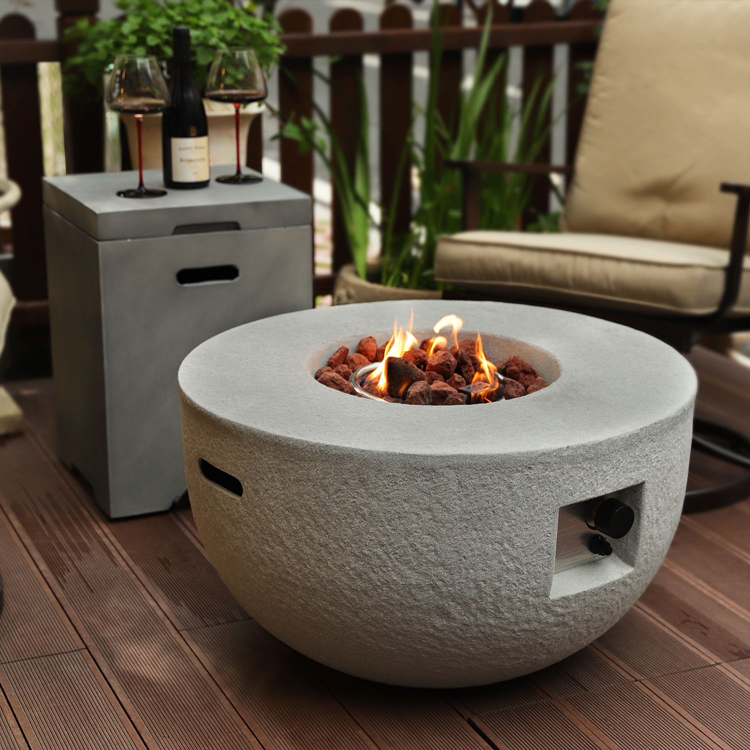 Warm Concrete Outdoor Fire Bowl