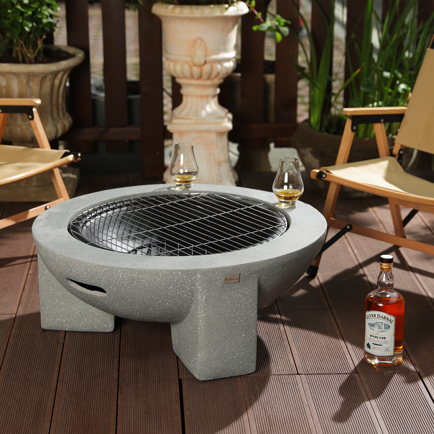 BBQ Steel Outdoor Fire Pit with Lid 
