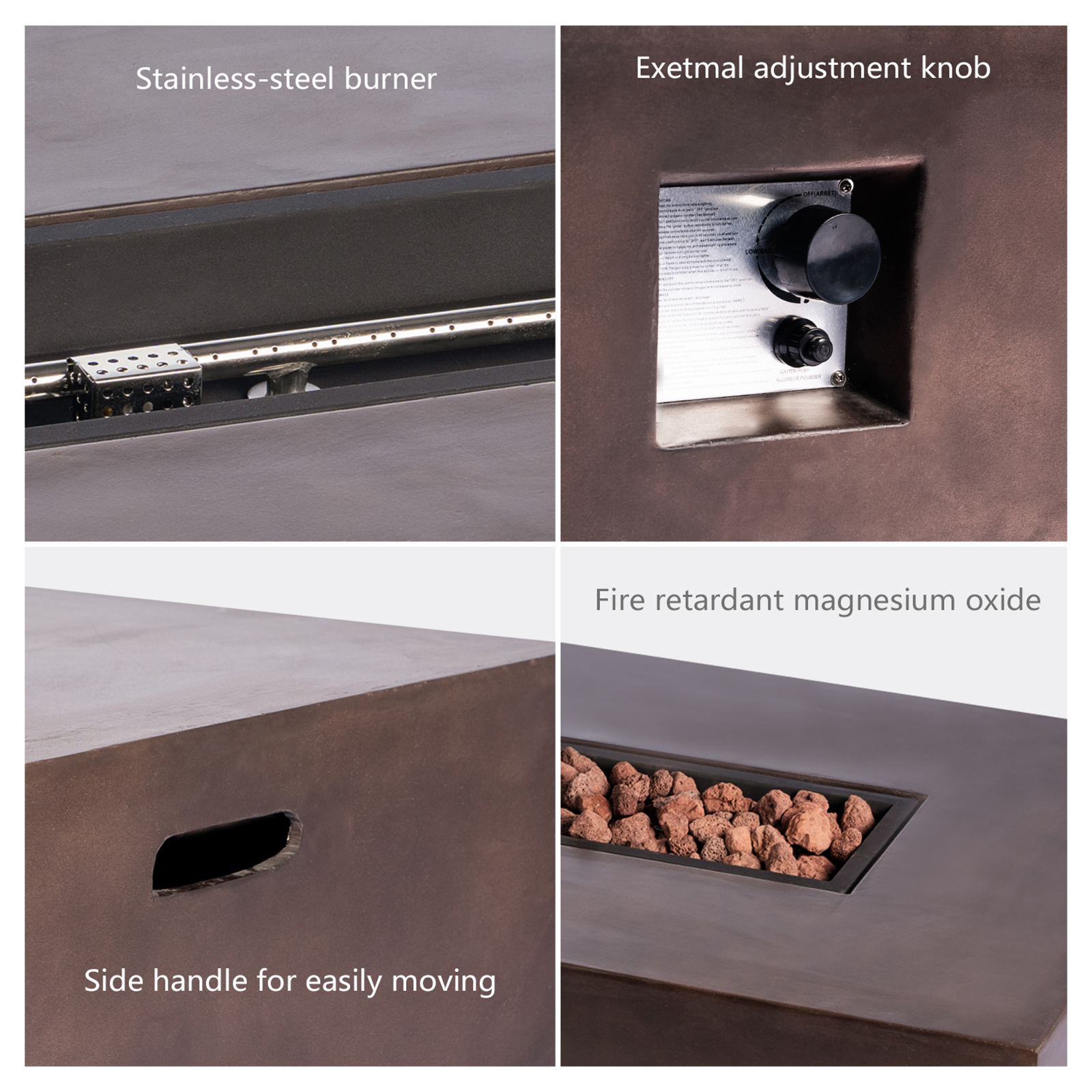 Latitude Concrete Propane Outdoor Fire Pit Table