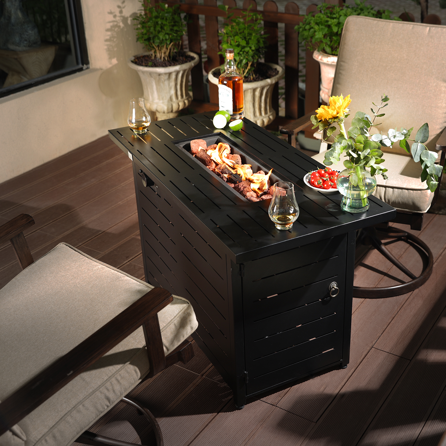 In-stock Powder coated Steel Fire Table