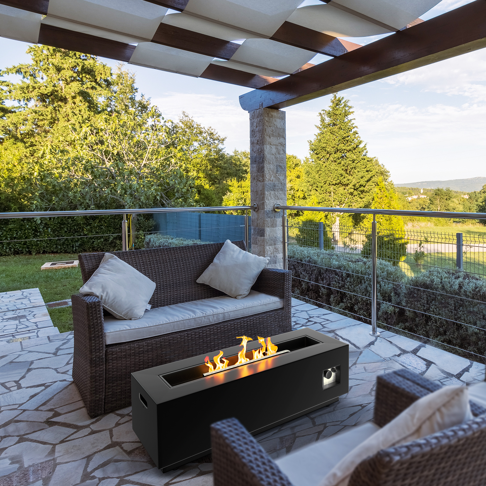 15'' H x 48'' W Outdoor Fire Pit