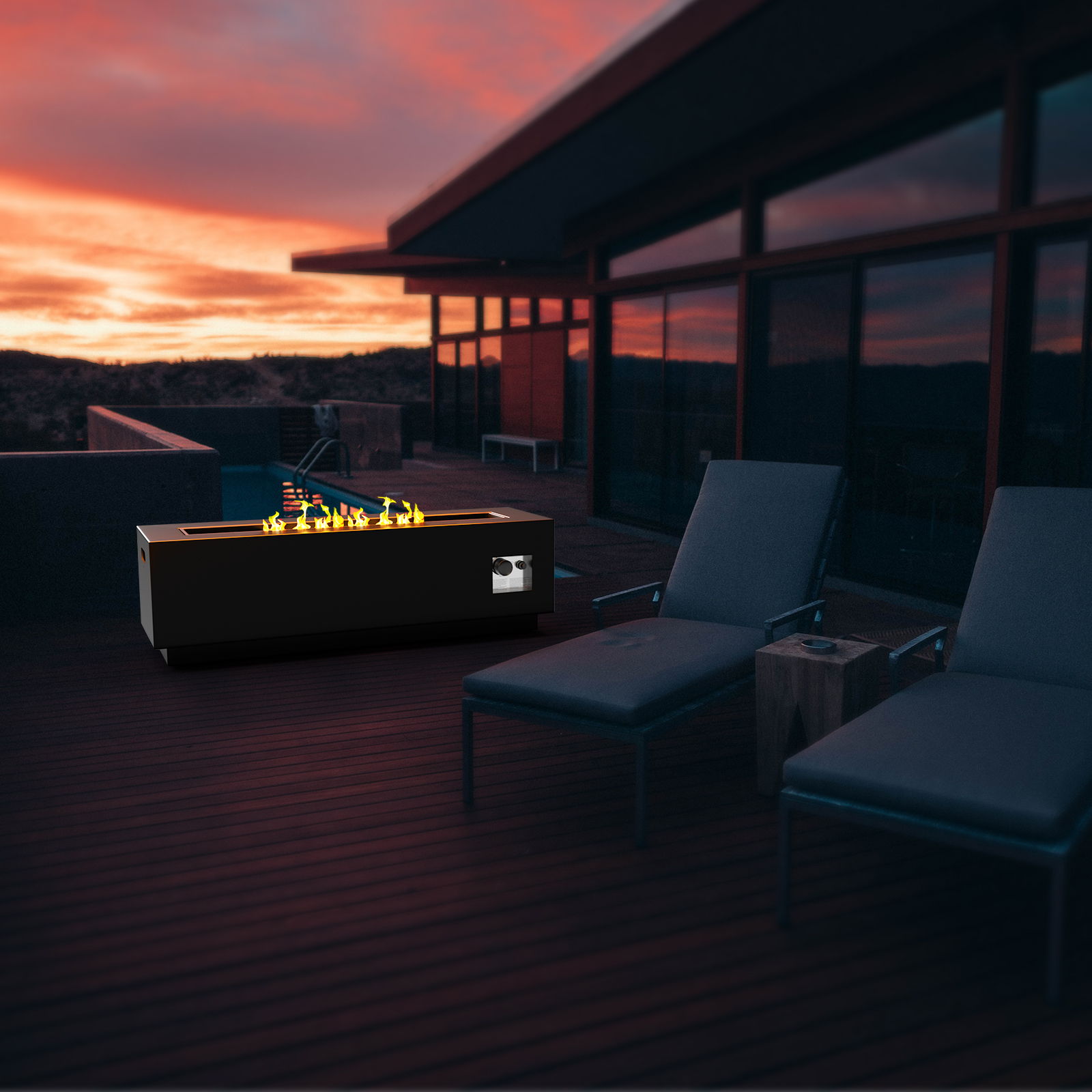 15'' H x 48'' W Outdoor Fire Pit