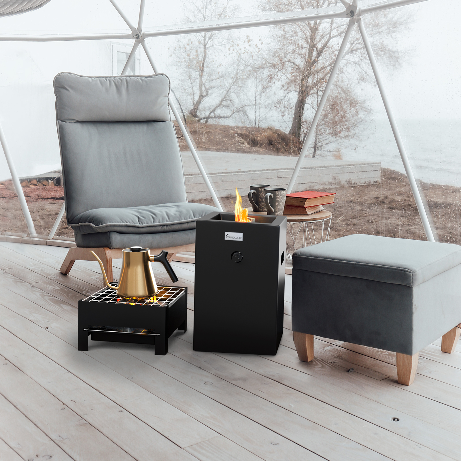 21'' H x 10'' W Iron Propane Outdoor Fire Pit