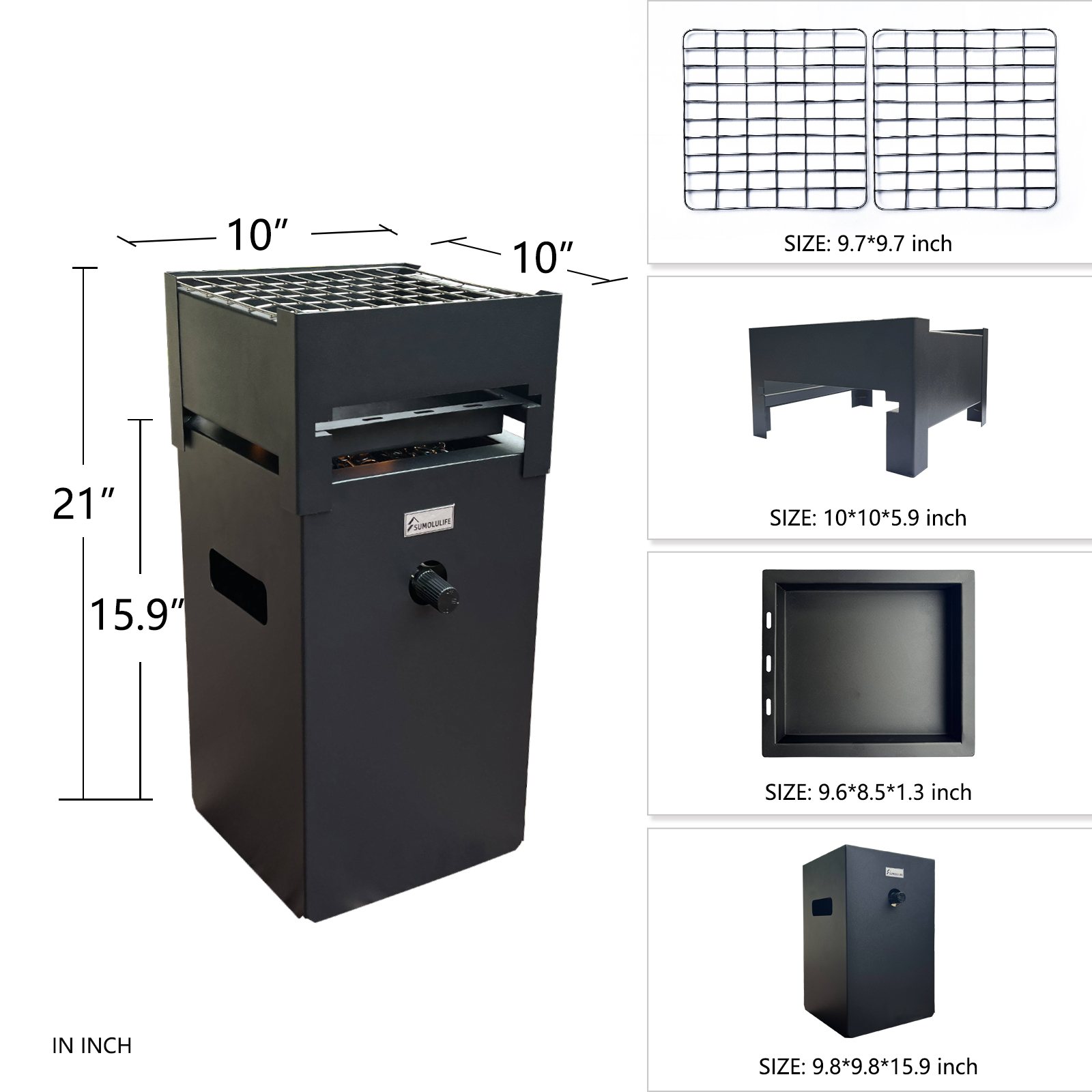 21'' H x 10'' W Iron Propane Outdoor Fire Pit