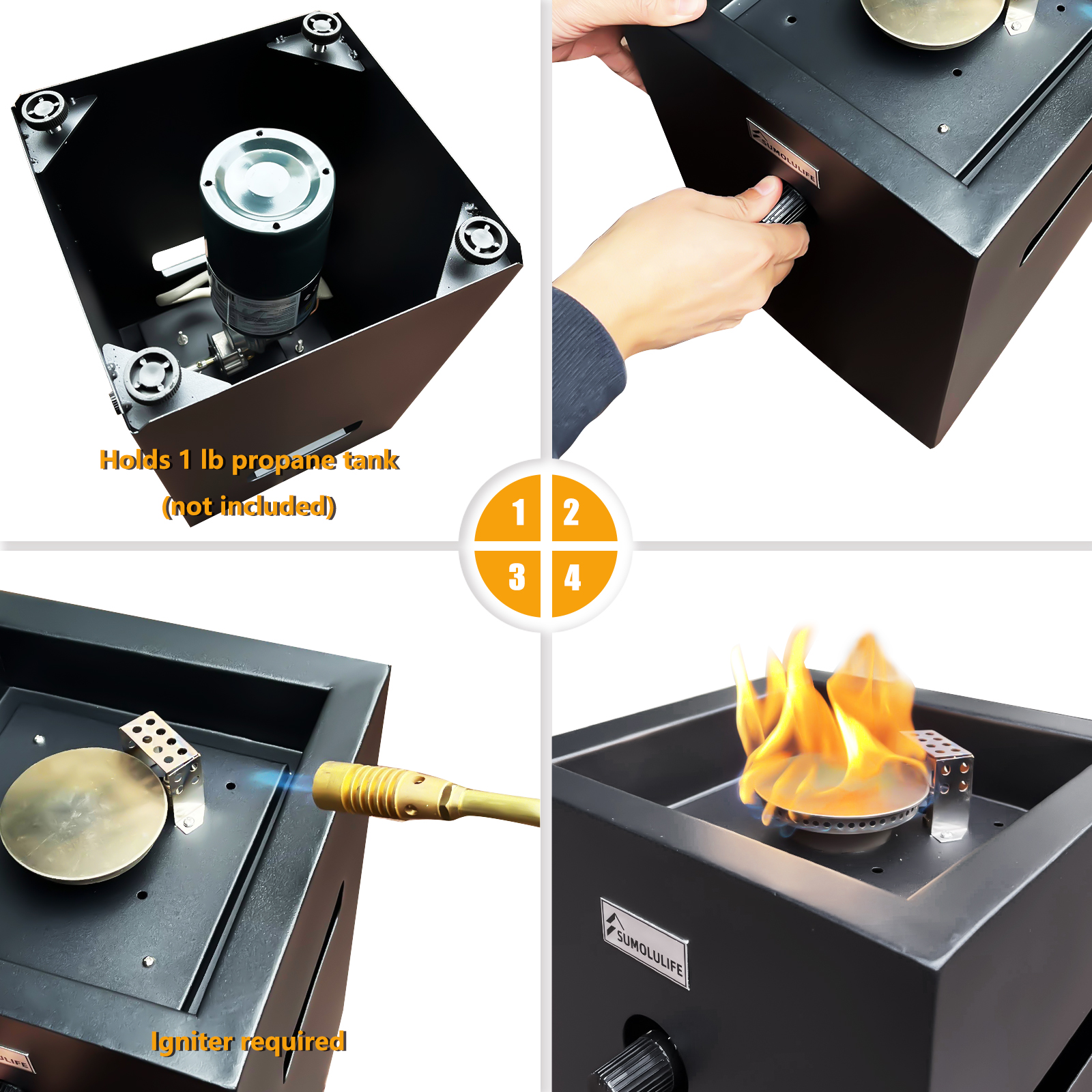 21'' H x 10'' W Iron Propane Outdoor Fire Pit