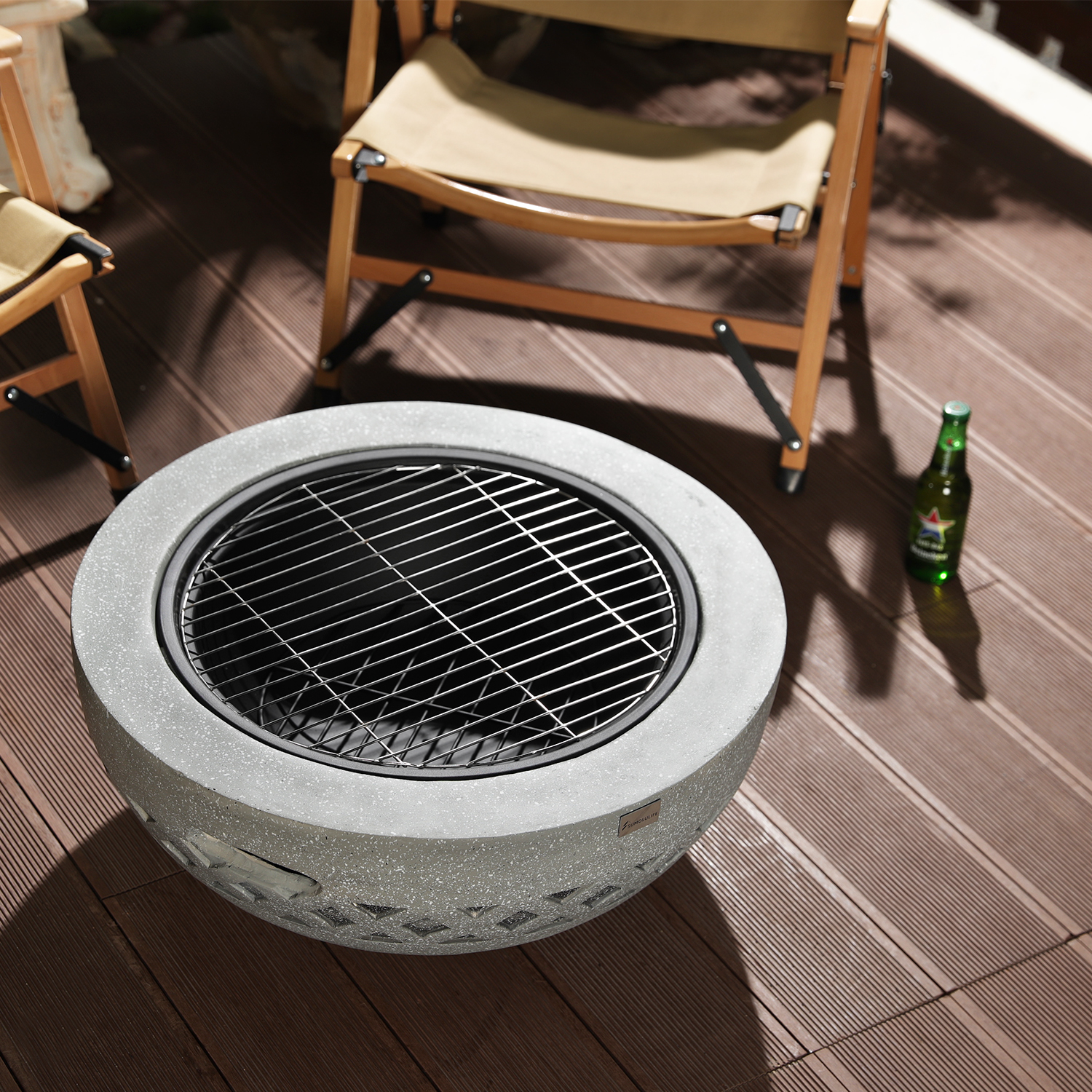 BBQ Steel Bowl Outdoor Fire Pit with Lid