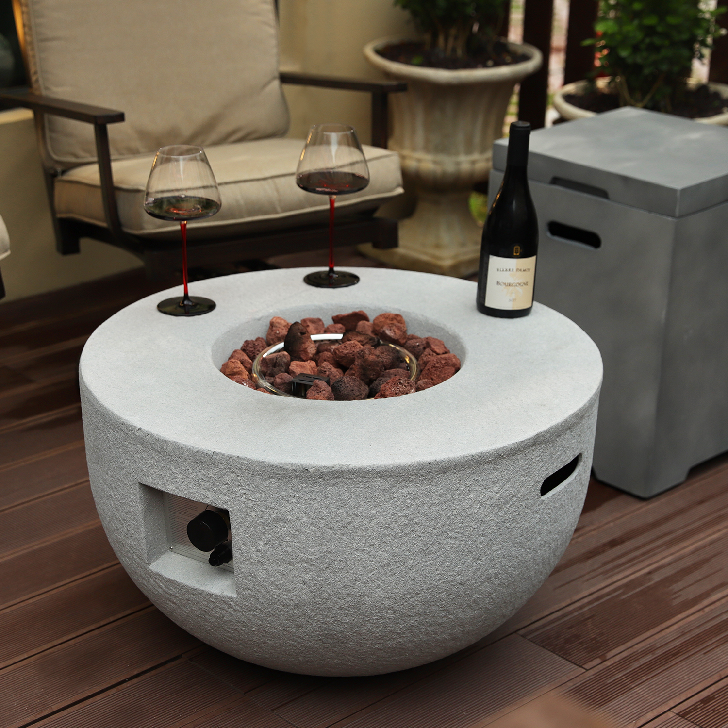 Warm Concrete Outdoor Fire Bowl