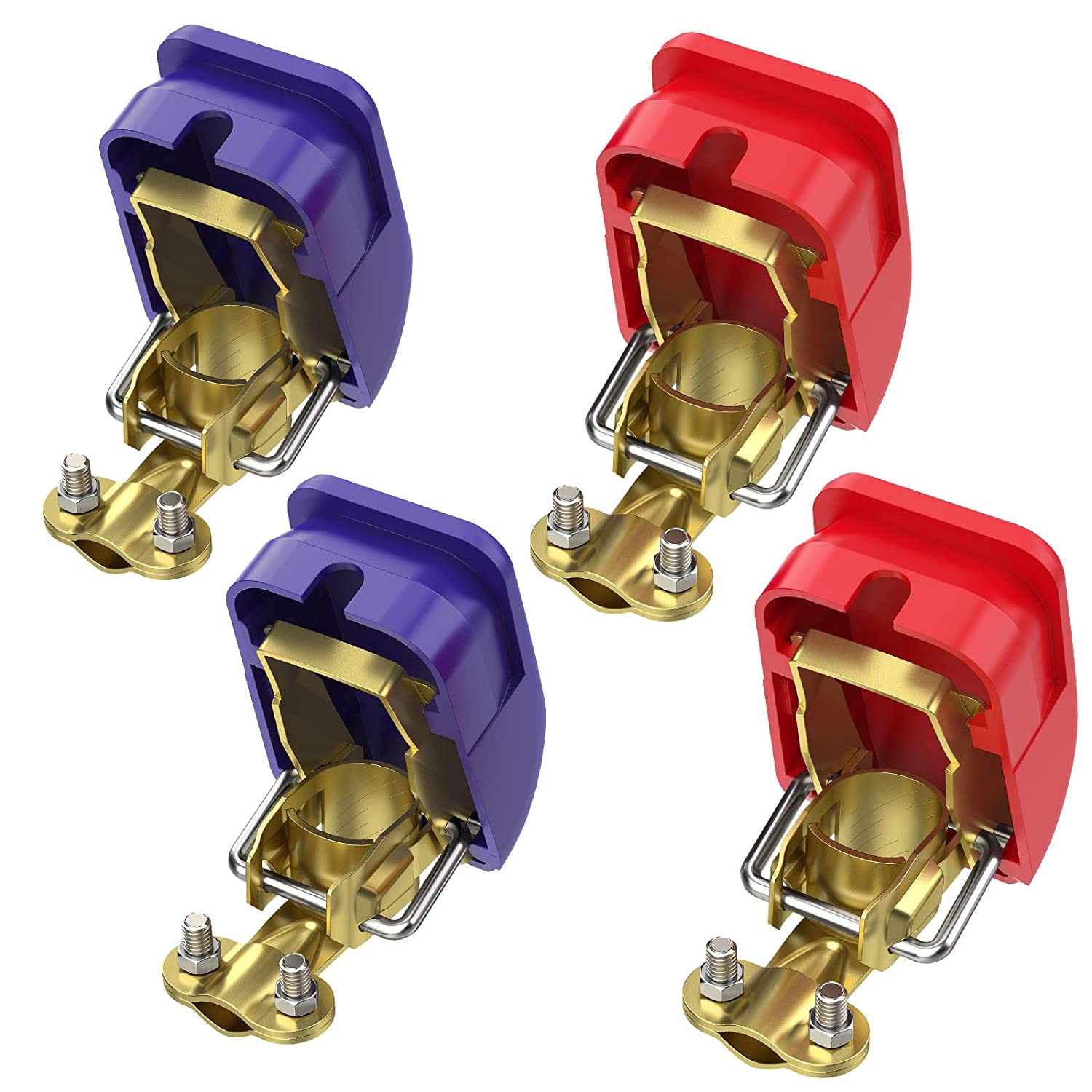 IWILCS Battery Quick Release Connectors Red&Blue Battery Terminals Set for Car Motorhome Terminal Caravan Battery Connector 2Pairs Car Battery Quick Terminals 