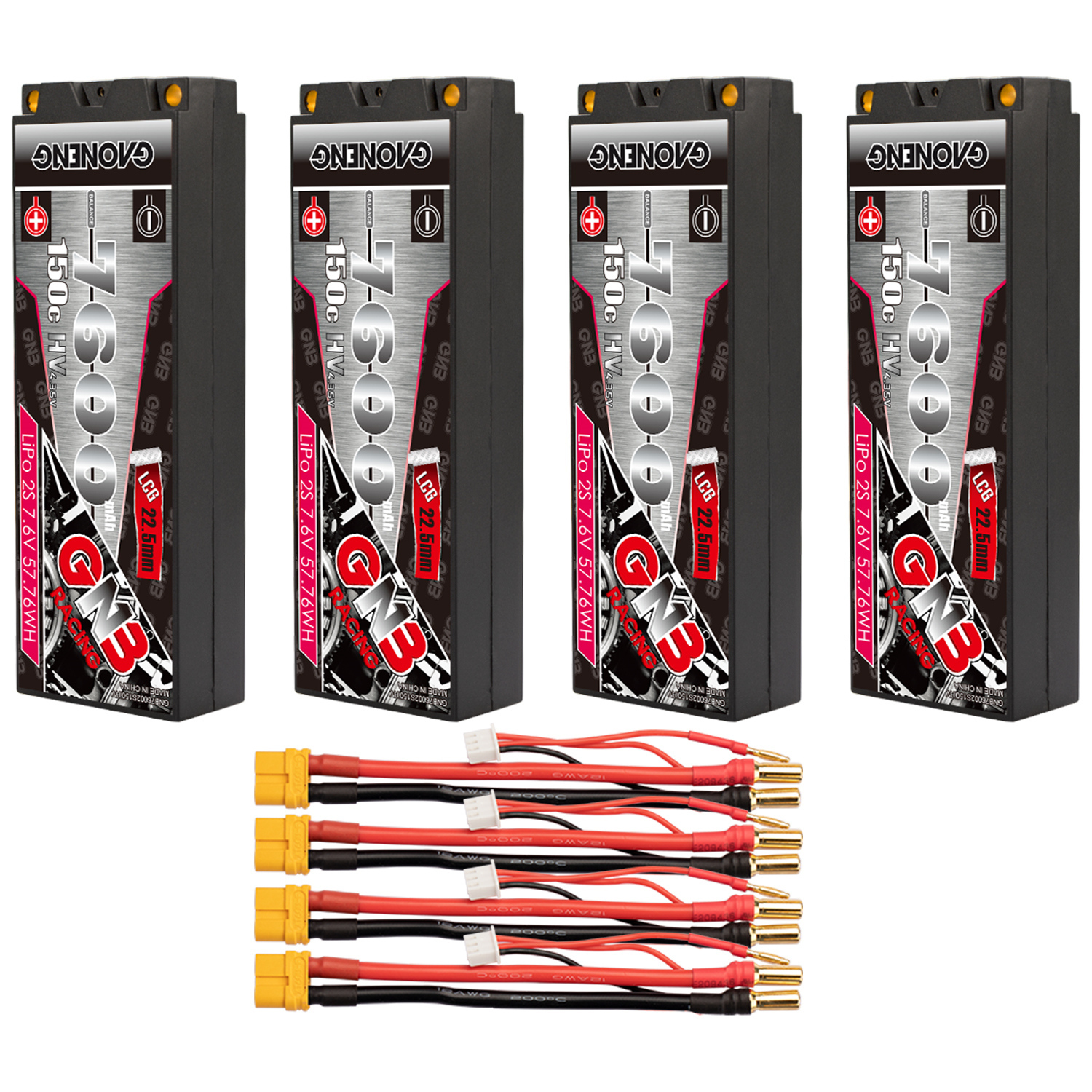 GAONENG GNB LiHV 2S 7.6V 7600mAh 150C LCG Hard Case LiPo Battery