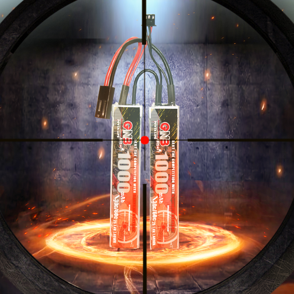 2PCS - GAONENG GNB 2S 7.4V 1000mAh 30C Mini Tamiya 2cells LiPo Battery for AirSoft