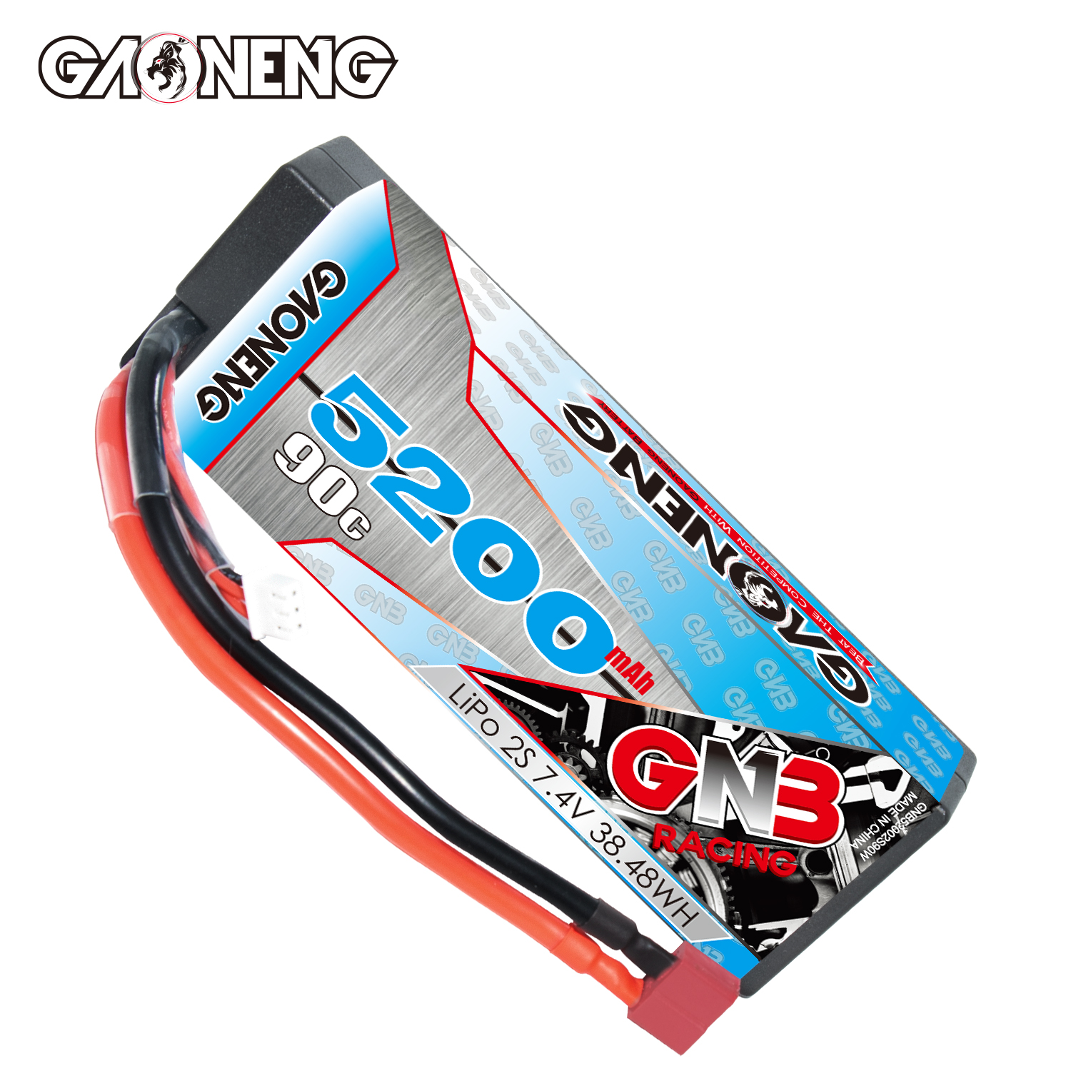 GAONENG GNB 2S 7.4V 5200mAh 90C Cabled Hard Case LiPo Battery RC Cars