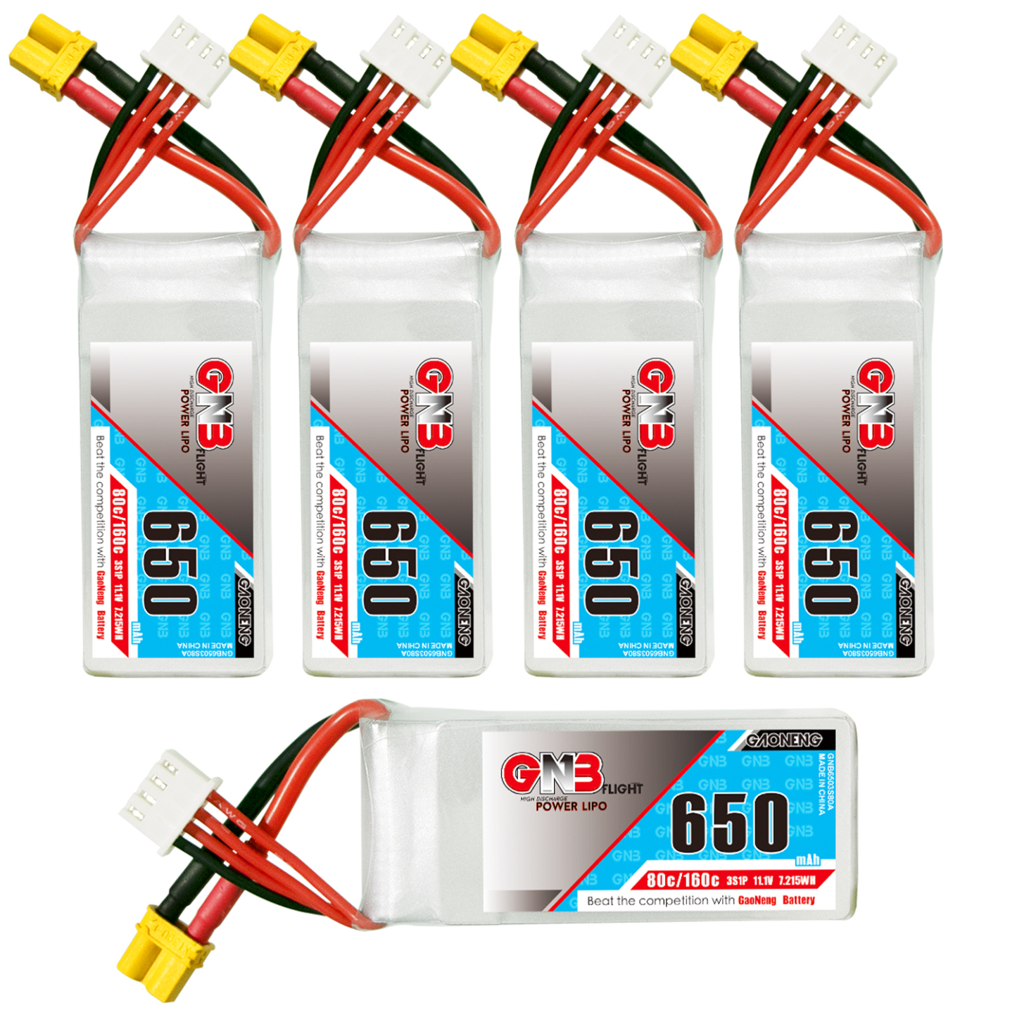 GAONENG GNB 3S 11.1V 650mAh 80C XT30 LiPo Battery