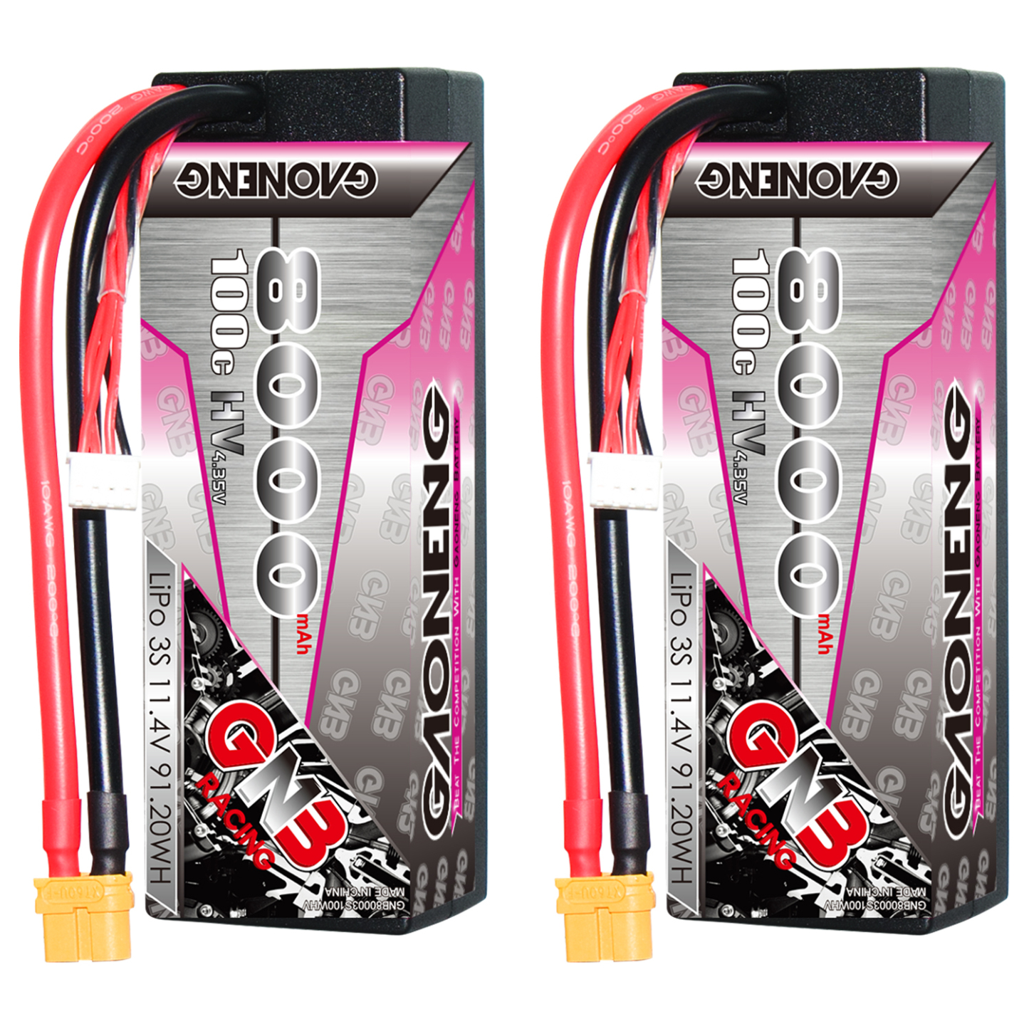 GAONENG GNB LiHV 3S 11.4V 8000mAh 100C Cabled Hard Case LiPo Battery XT60