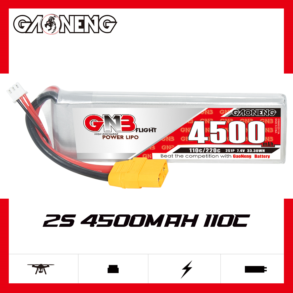 GAONENG GNB 2S 7.4V 4500mAh 110C LiPo Battery XT90