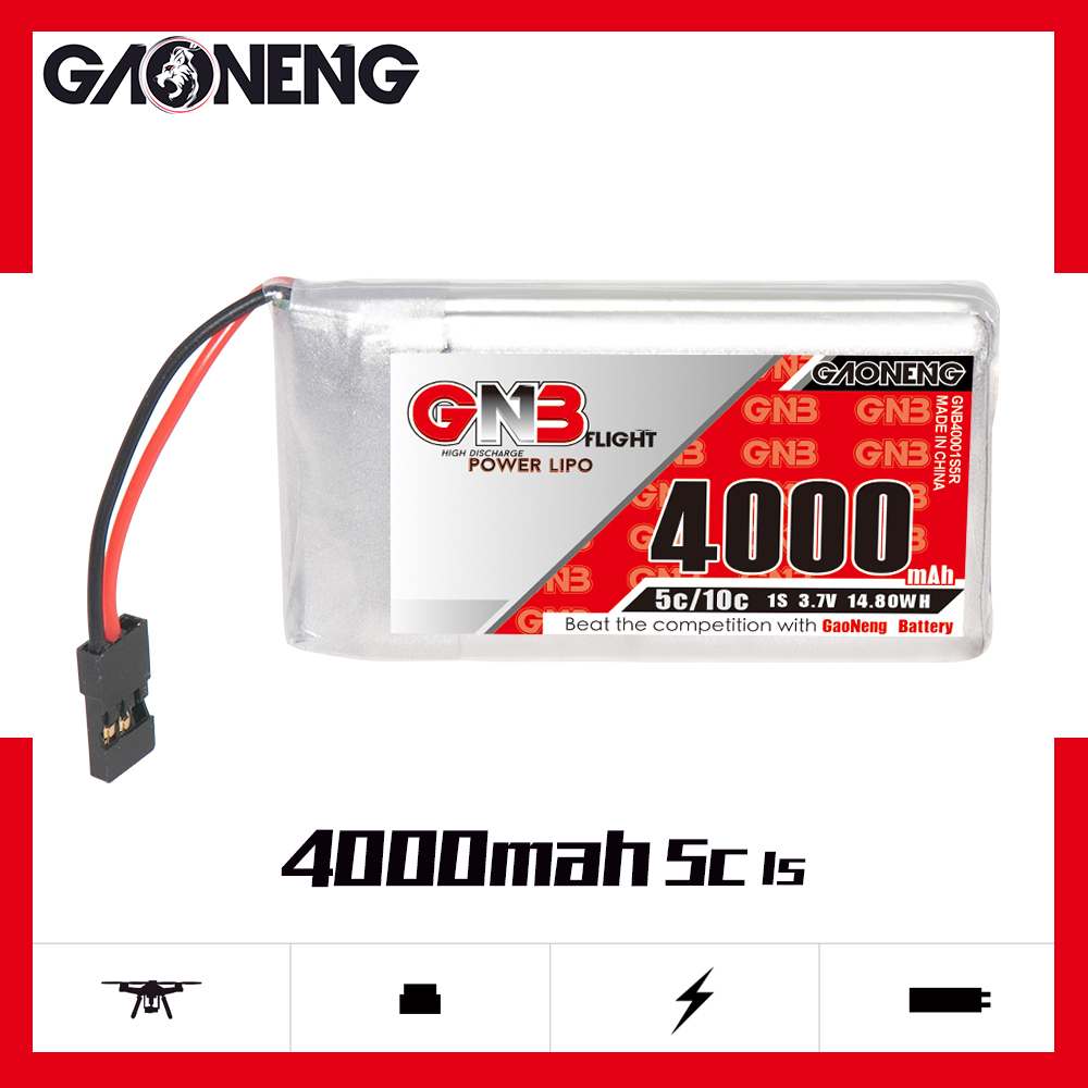 2PCS - GAONENG GNB 3.7V 4000mAh 5C LiPo Battery JR for Sanwa MT17 RX