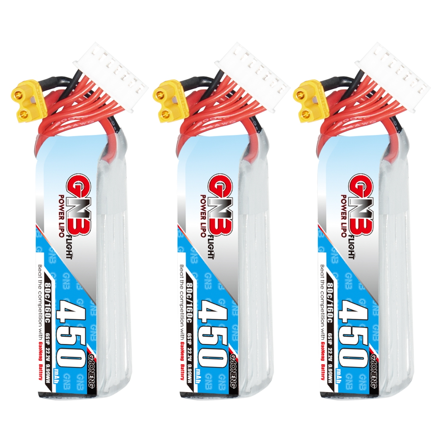 GAONENG GNB 6S 22.2V 450mAh 80C XT30 LiPo Battery Long Type