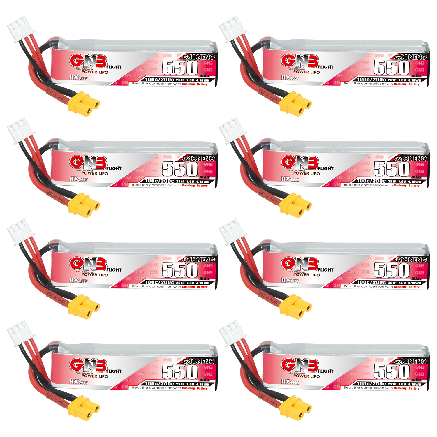 GAONENG GNB LiHV 2S 7.6V 550mAh 100C XT30 LiPo Battery Long Type