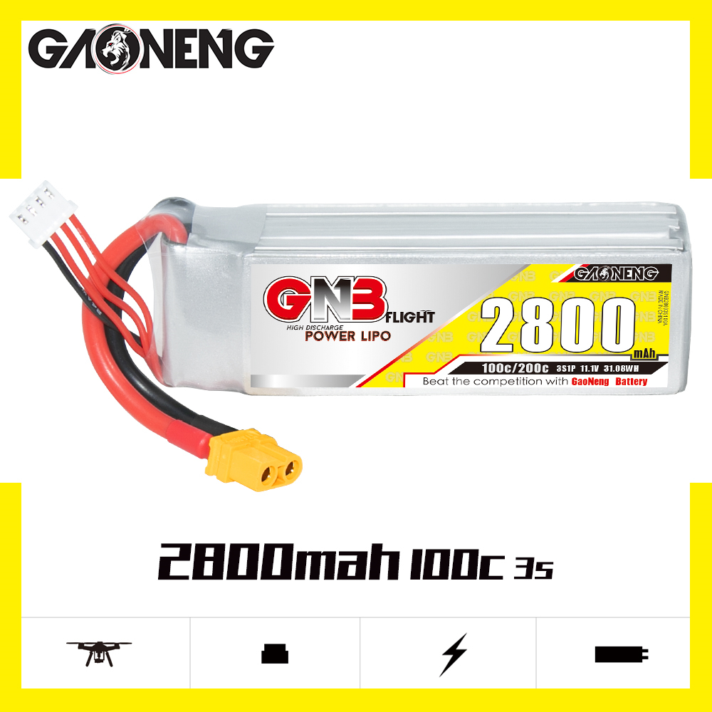 1PCS - GAONENG GNB 3S 11.1V 2800mAh 100C XT60 LiPo Battery