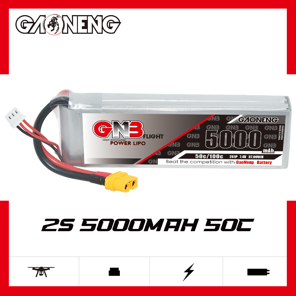 GAONENG GNB 2S 7.4V 5000mAh 50C LiPo Battery XT60