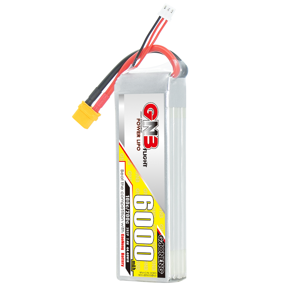 1PC - GAONENG GNB 2S 7.4V 6000mAh 100C LiPo Battery XT60