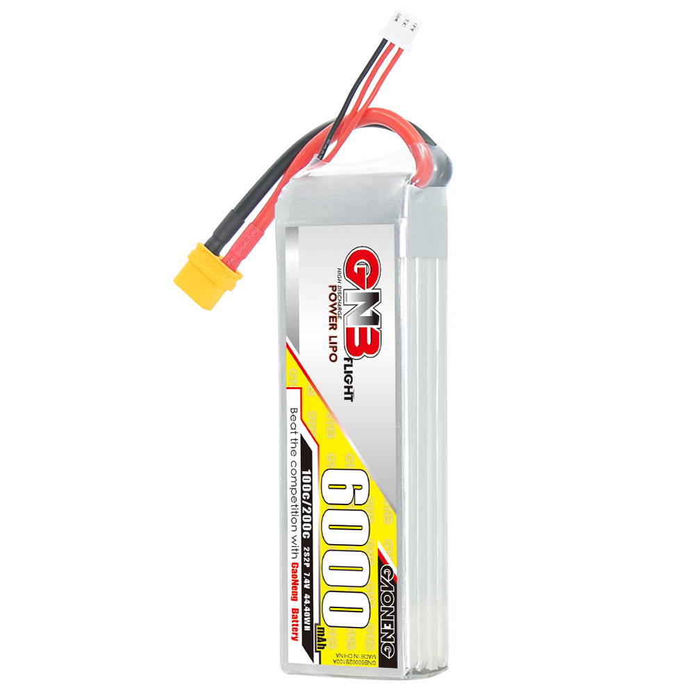 1PC - GAONENG GNB 2S 7.4V 6000mAh 100C LiPo Battery XT60