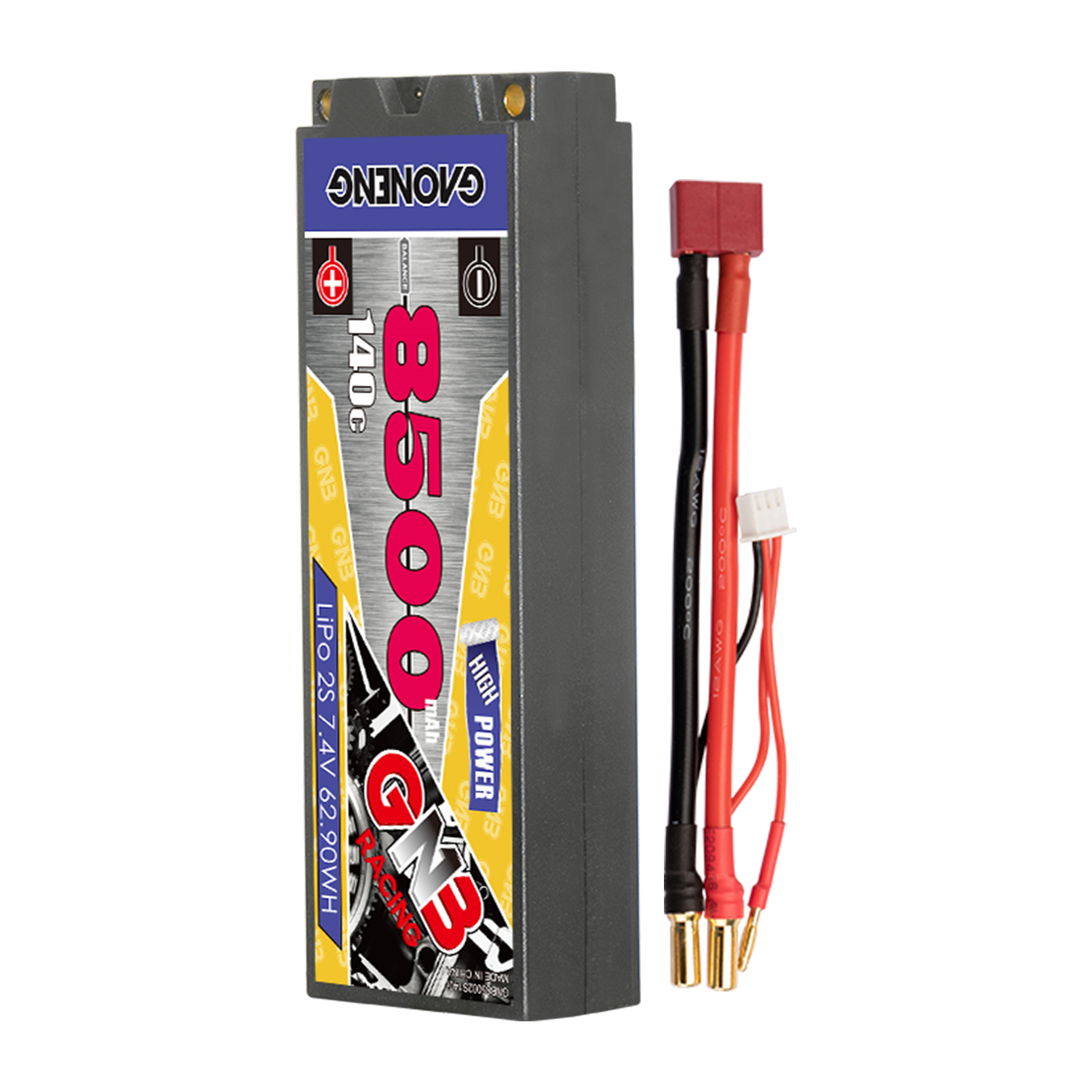 GAONENG GNB 2S 7.4V 8500mAh 140C 5mm Bullet Hard Case LiPo Battery