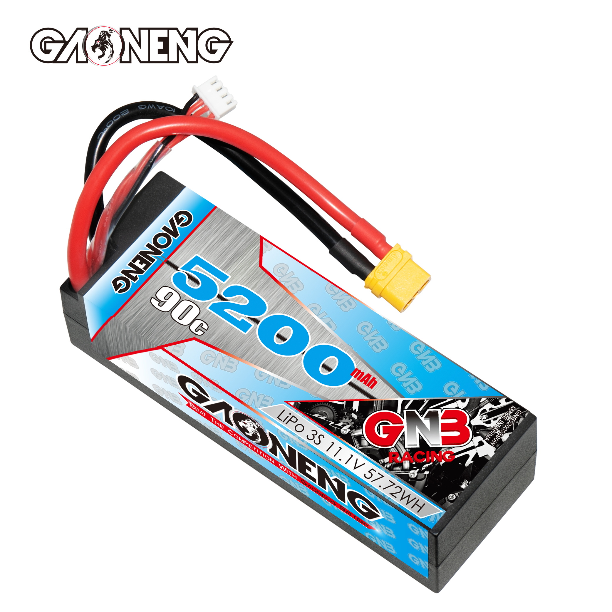 GAONENG GNB 3S 11.1V 5200mAh 90C Cabled Hard Case LiPo Battery XT60