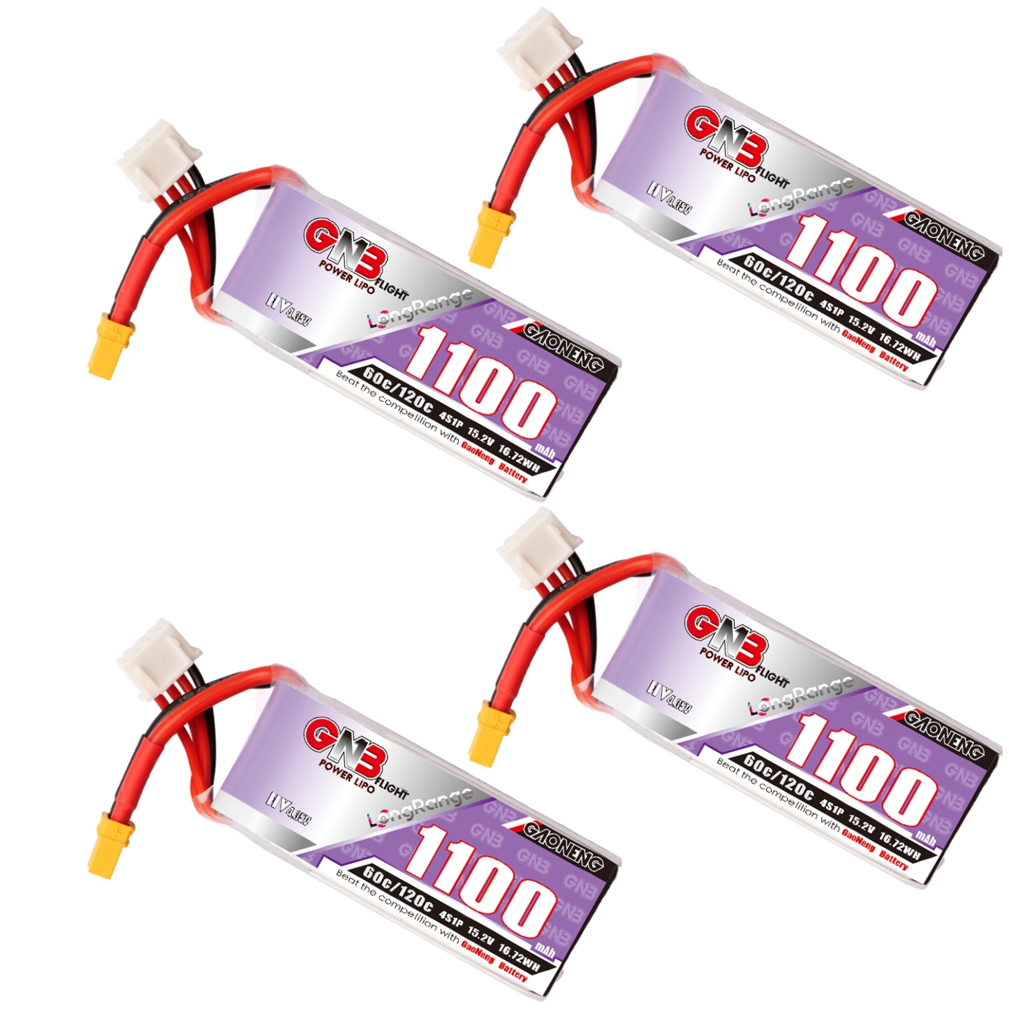 GAONENG GNB LiHV 4S 15.2V 1100mAh 60C XT30 LiPo Battery LongRange