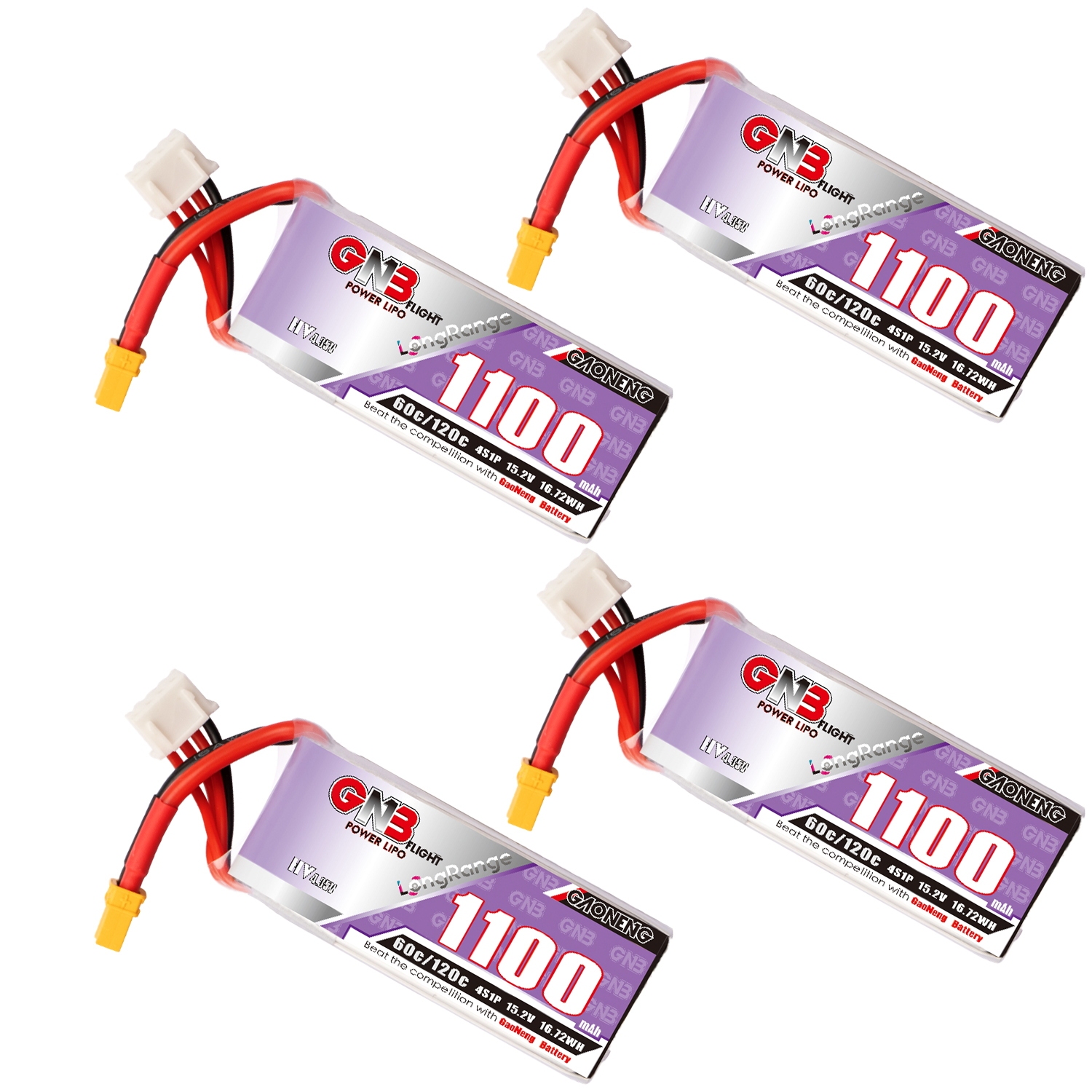 GAONENG GNB LiHV 4S 15.2V 1100mAh 60C XT30 LiPo Battery LongRange