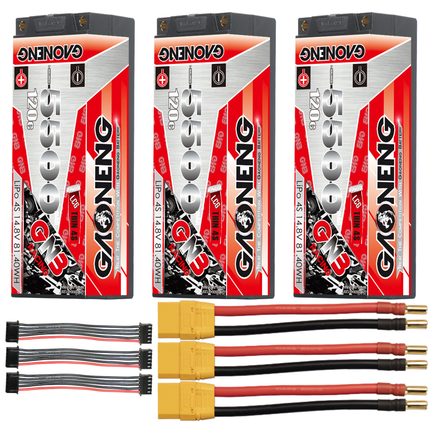 GAONENG GNB 4S 14.8V 5500mAh 120C 5mm Bullet Thin 4S LCG Hard Case LiPo Battery