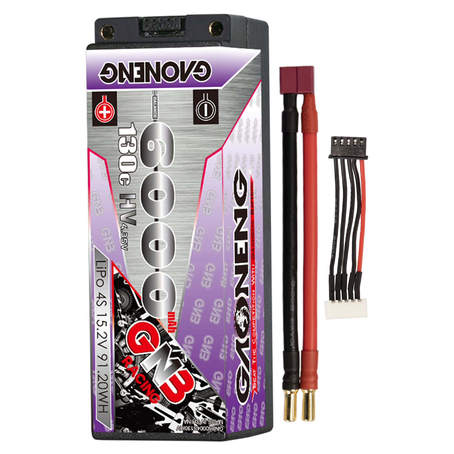 GAONENG GNB LiHV 4S 15.2V 6000mAh 130C 5mm Bullet Hard Case LiPo Battery