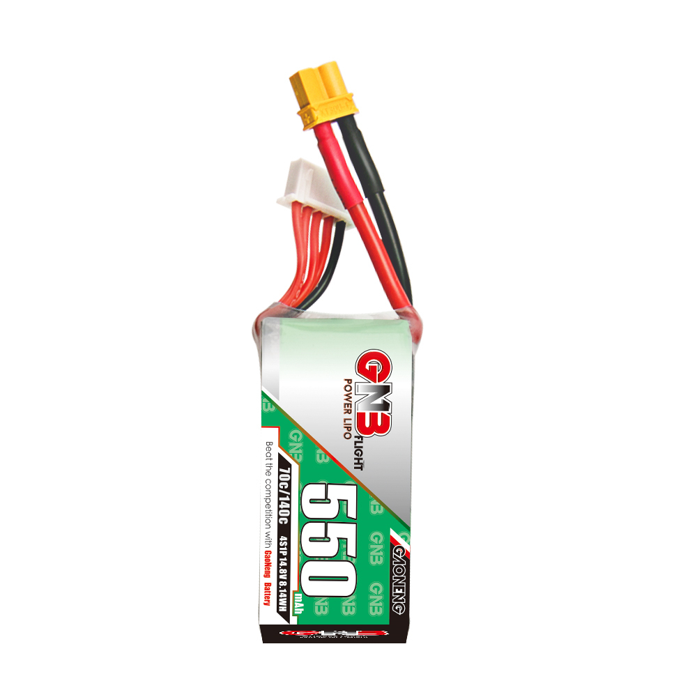 2PCS - GAONENG GNB 4S 14.8V 550mAh 70C XT30 LiPo Battery