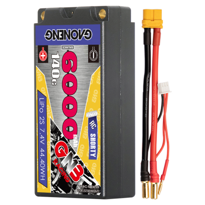 GAONENG GNB 2S 7.4V 6000mAh 140C Shorty 5mm Bullet Hard Case LiPo Battery