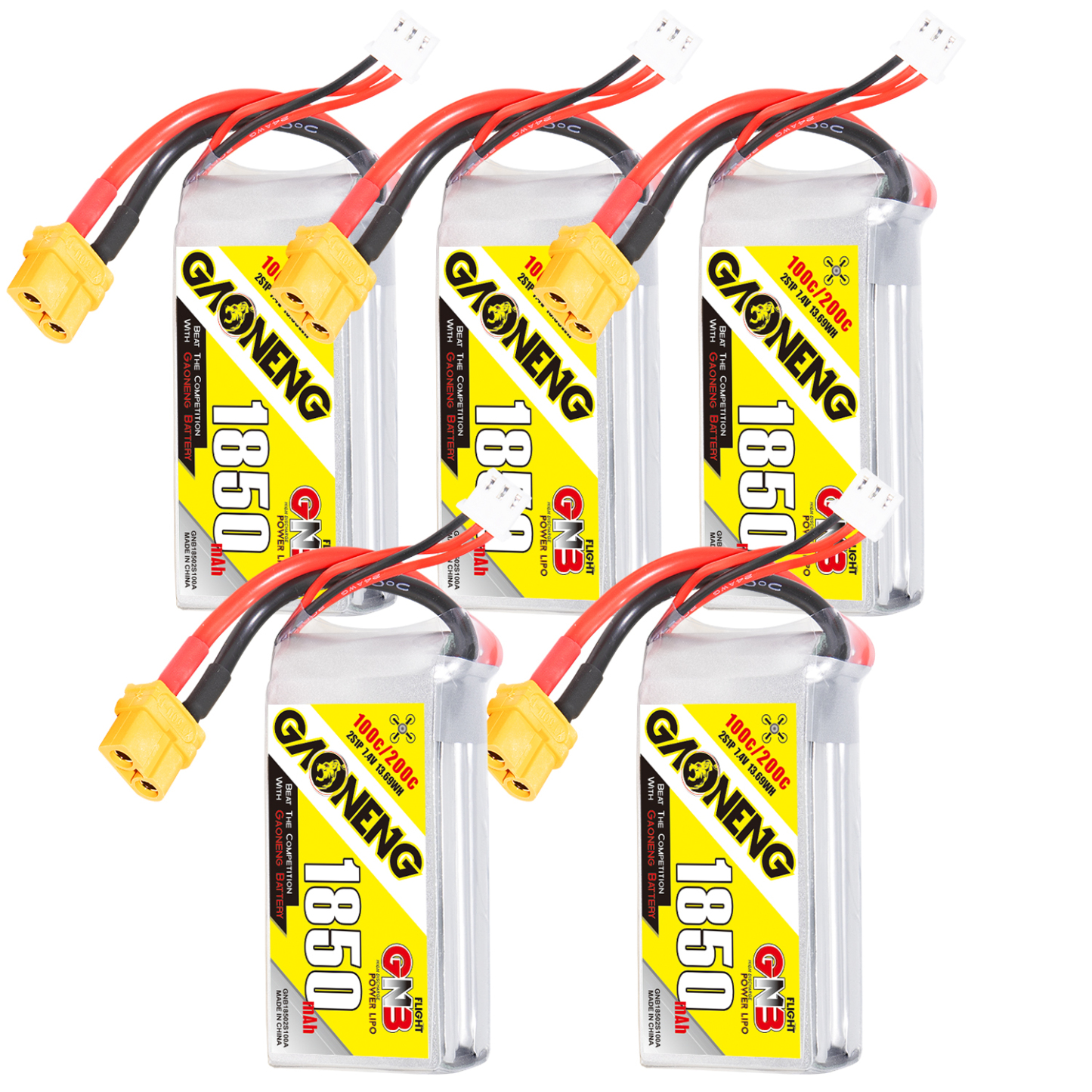 GAONENG GNB 2S 7.4V 1850mAh 100C LiPo Battery XT60 Connector