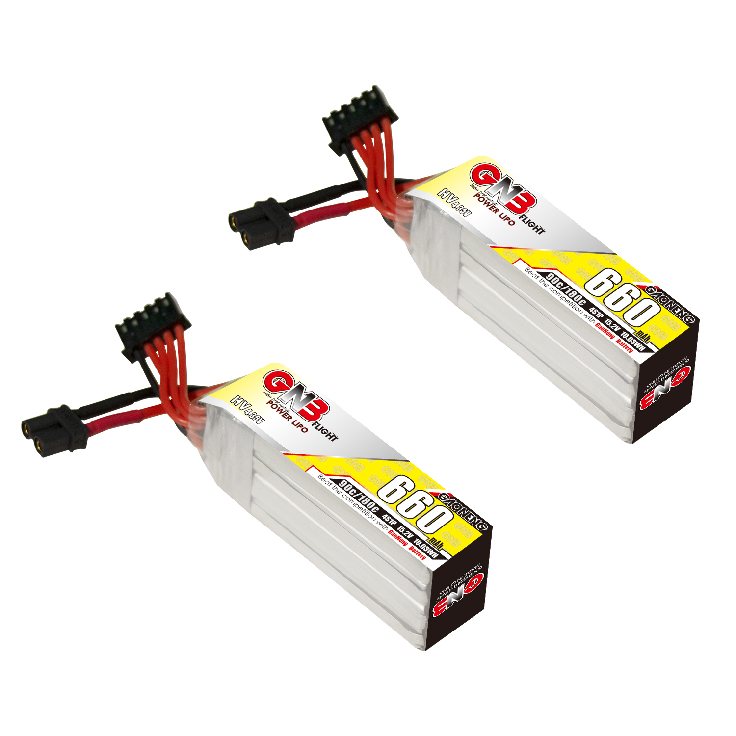 2PCS - GAONENG GNB 4S 15.2V 660mAh 90C XT30 LiPo Battery Long Type