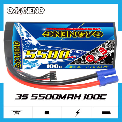 GAONENG GNB 3S 11.1V 5500mAh 100C Cabled Hard Case LiPo Battery EC5