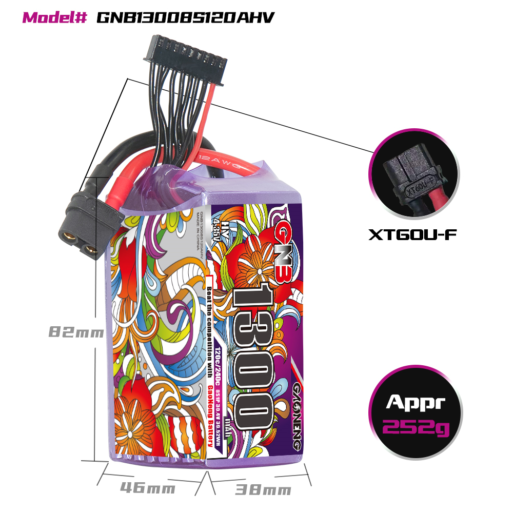 GAONENG GNB LiHV 8S 30.4V 1300mAh 120C XT60 LiPo Battery