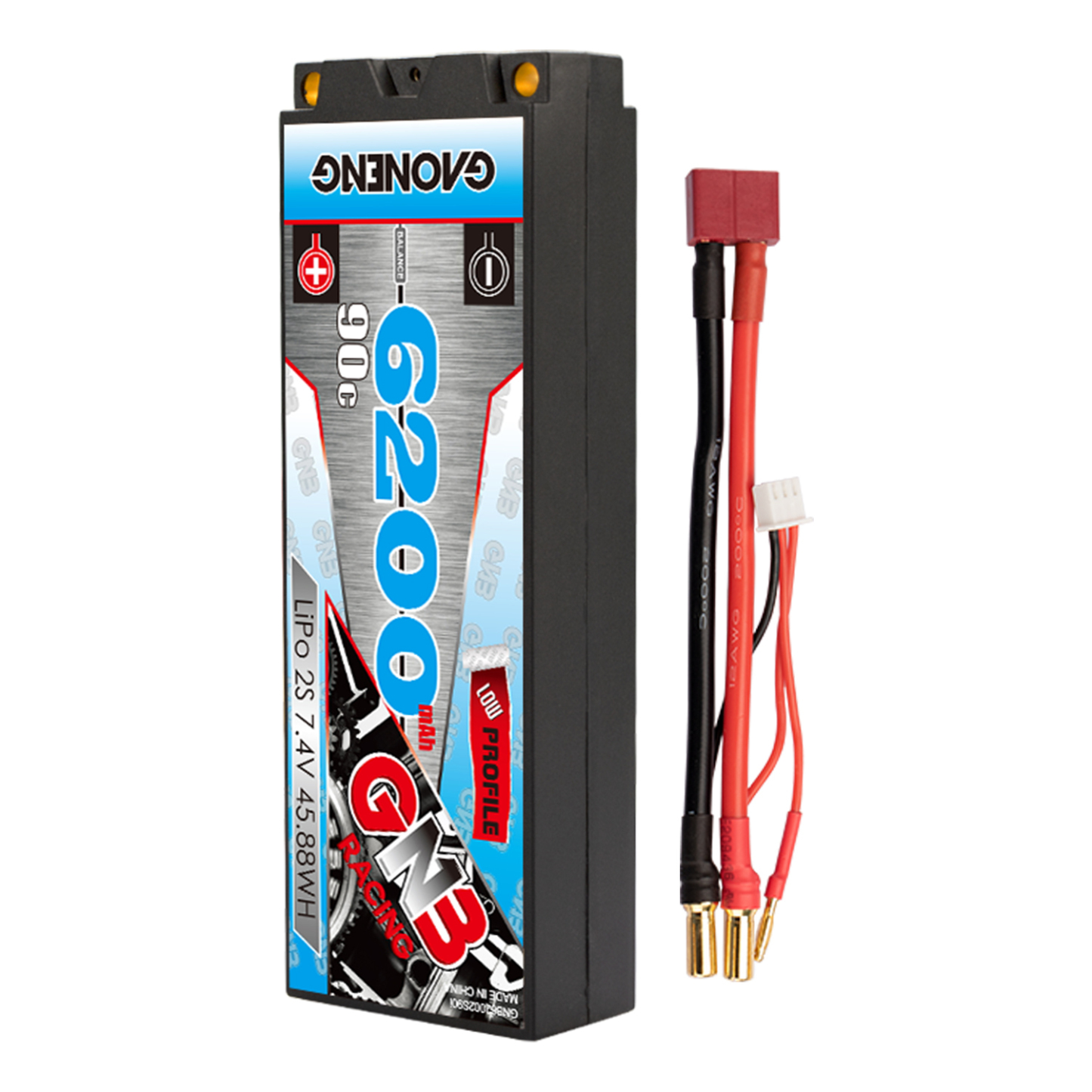 GAONENG GNB 2S 7.4V 6200mAh 90C 5mm Bullet Hard Case LiPo Battery