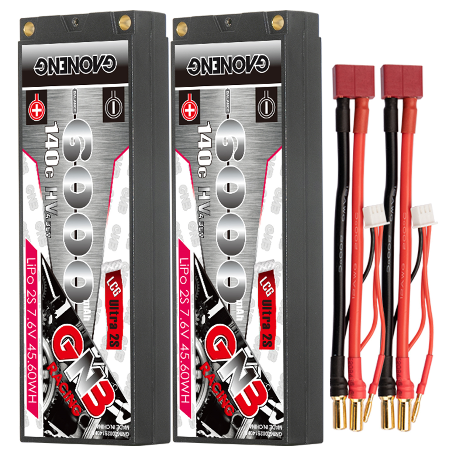 GAONENG GNB LiHV 2S 7.6V 6000mAh 140C 5mm Hard Case Ultra LCG LiPo Battery