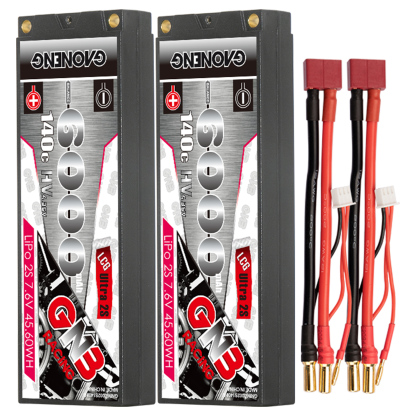 GAONENG GNB LiHV 2S 7.6V 6000mAh 140C 5mm Hard Case Ultra LCG LiPo Battery