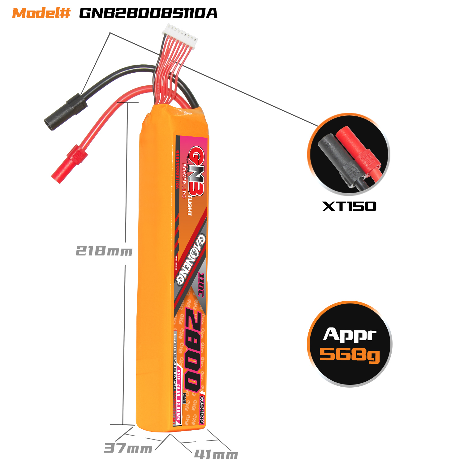 GAONENG GNB 8S 29.6V 2800mAh 110C LiPo Battery XT150