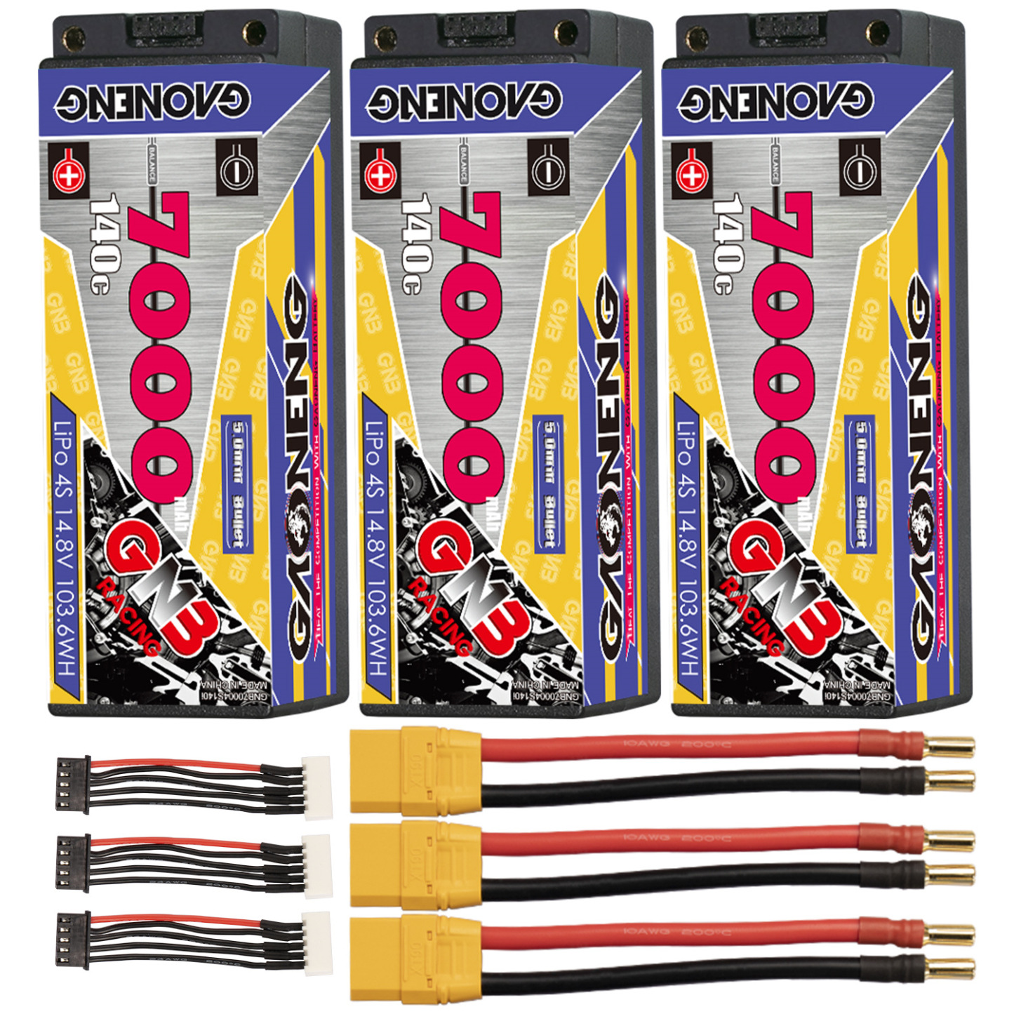 GAONENG GNB 4S 14.8V 7000mAh 140C 5mm Bullet Hard Case LiPo Battery