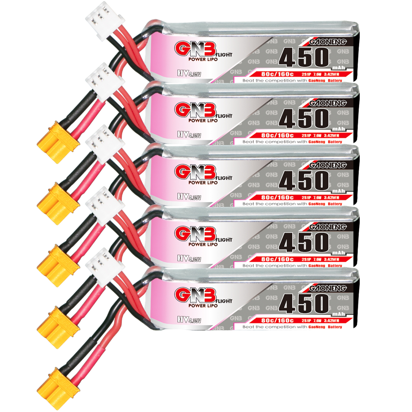 GAONENG GNB LiHV 2S 7.6V 450mAh 80C XT30 LiPo Battery