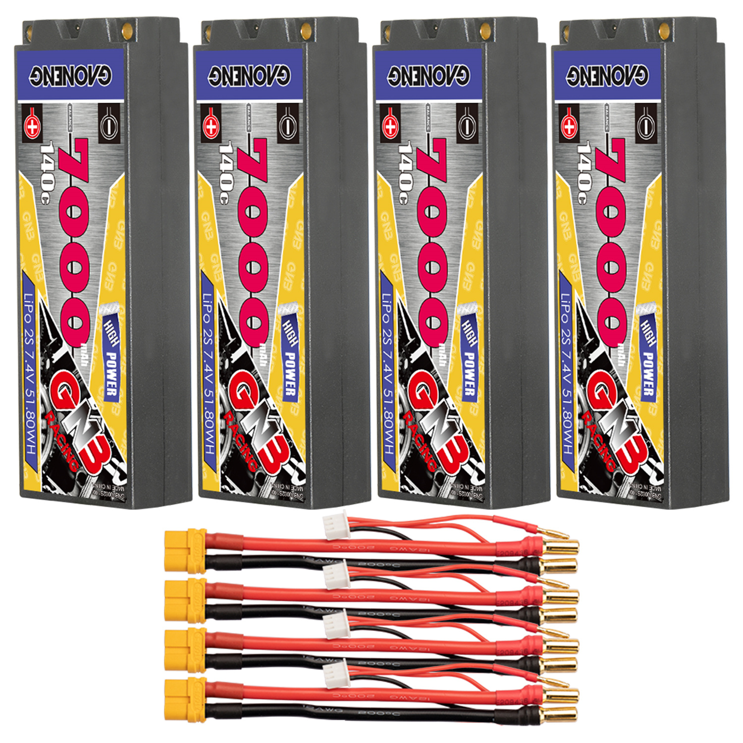 GAONENG GNB 2S 7.4V 7000mAh 140C 5mm Bullet Hard Case LiPo Battery